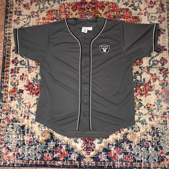 raiders button up jersey